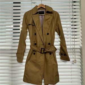 Banana Republic Khaki Double-Breasted Belted Trench Coat